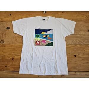 Cayman Islands T-shirt, Applique 3D Embroidered White Sz L 1990s